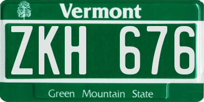 VT license plate ZKH676