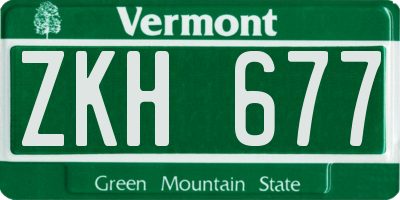 VT license plate ZKH677