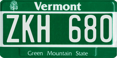 VT license plate ZKH680