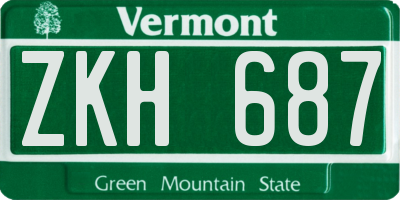 VT license plate ZKH687