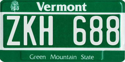 VT license plate ZKH688