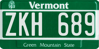 VT license plate ZKH689
