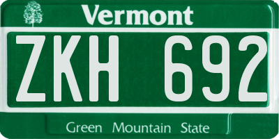 VT license plate ZKH692