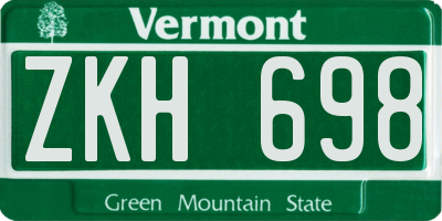 VT license plate ZKH698