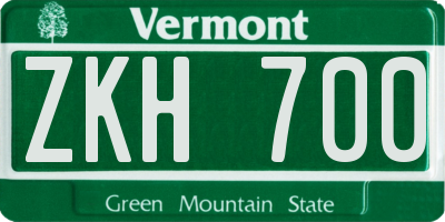 VT license plate ZKH700