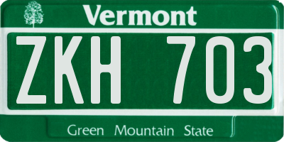 VT license plate ZKH703