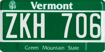 VT license plate ZKH706