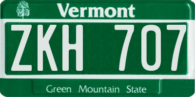 VT license plate ZKH707