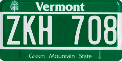 VT license plate ZKH708
