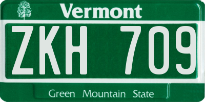 VT license plate ZKH709