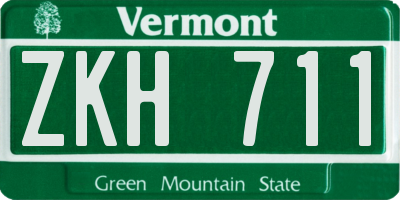 VT license plate ZKH711