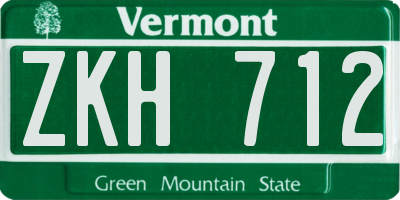 VT license plate ZKH712