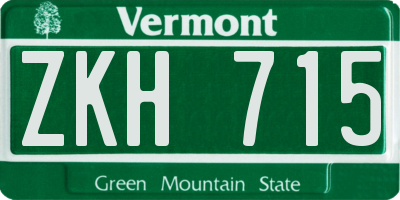 VT license plate ZKH715