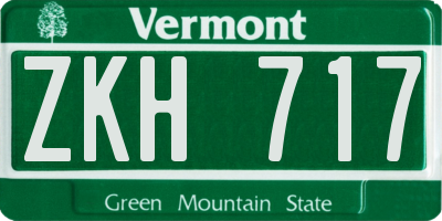 VT license plate ZKH717