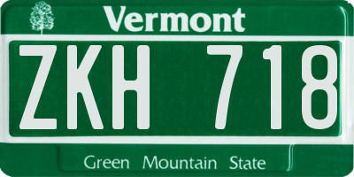 VT license plate ZKH718