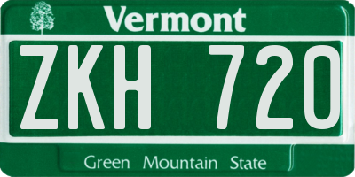 VT license plate ZKH720