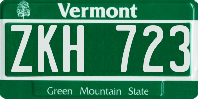 VT license plate ZKH723