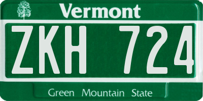 VT license plate ZKH724