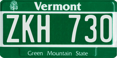 VT license plate ZKH730