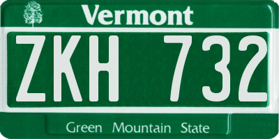 VT license plate ZKH732