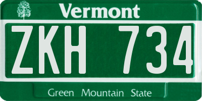 VT license plate ZKH734