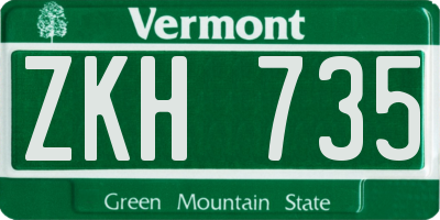 VT license plate ZKH735