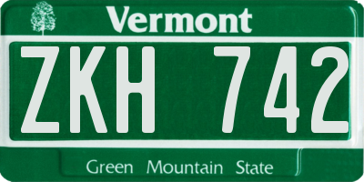 VT license plate ZKH742