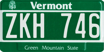 VT license plate ZKH746