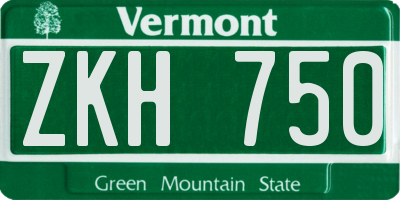 VT license plate ZKH750