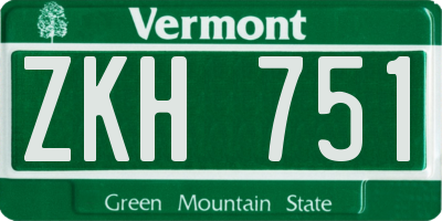 VT license plate ZKH751