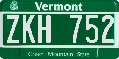 VT license plate ZKH752