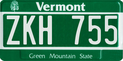 VT license plate ZKH755