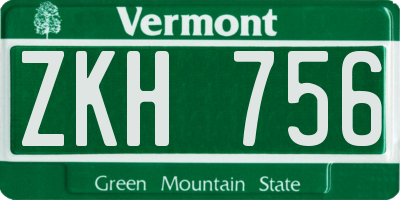 VT license plate ZKH756