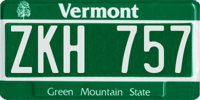 VT license plate ZKH757