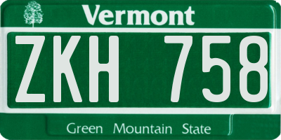 VT license plate ZKH758