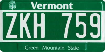 VT license plate ZKH759