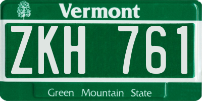 VT license plate ZKH761