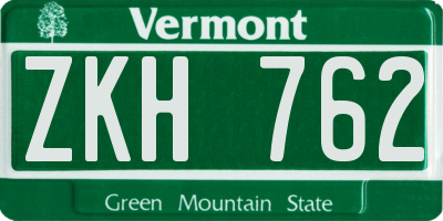 VT license plate ZKH762
