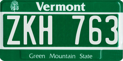 VT license plate ZKH763
