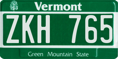 VT license plate ZKH765