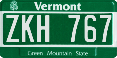 VT license plate ZKH767