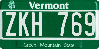 VT license plate ZKH769