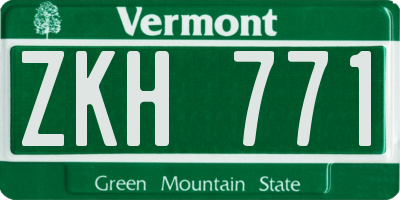 VT license plate ZKH771