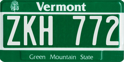 VT license plate ZKH772