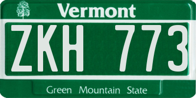 VT license plate ZKH773