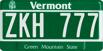 VT license plate ZKH777
