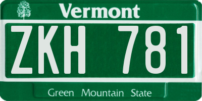 VT license plate ZKH781
