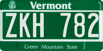VT license plate ZKH782