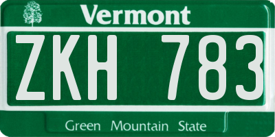 VT license plate ZKH783