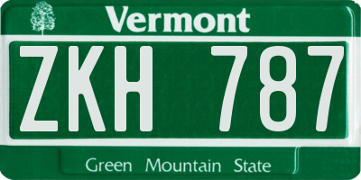 VT license plate ZKH787